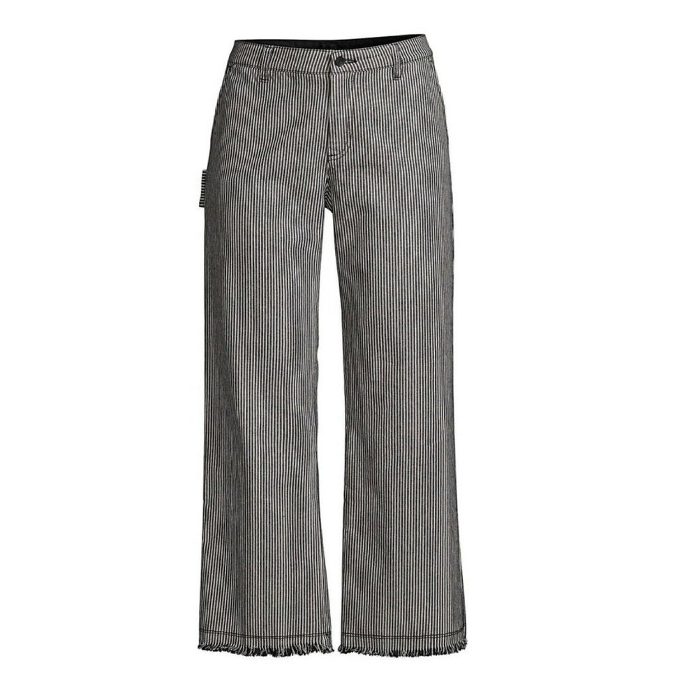ATM Railroad Striped Frayed Hem Pant Size 6  New